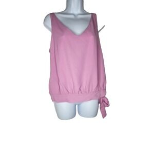 Kenneth Cole Pink Crop Top Tie Waist Flowy Minimalist Boho Size 8